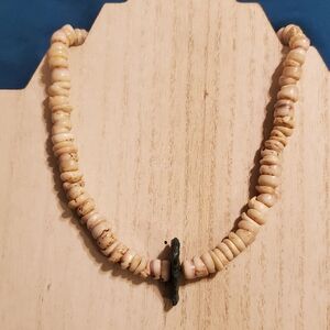 Native American Handcrafted Penshell Heishi Turquoise Pendant 14" Necklace